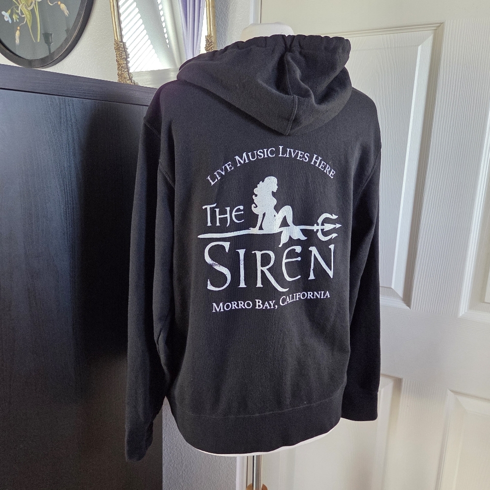 The Siren Morrow Bay Live Music Venue Full Zip Black And White Hoodie Size LG